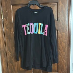 Black Long Sleeve 'Tequila' Sweatshirt